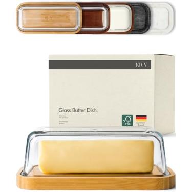 Imagem de KIVY Glass butter dish with lid for countertop and refrigerator door shelf - Butter Keeper - Butter holder for counter - Butter container for fridge - Covered butter dishes with lid - Butter tray