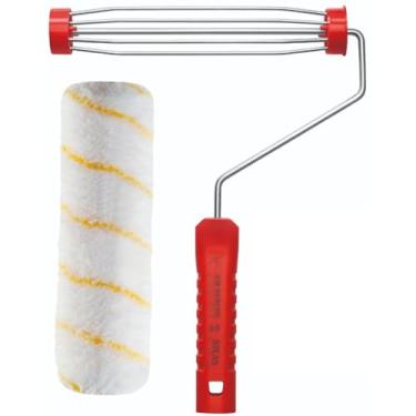 Imagem de Rolo de Pintura 23cm Lã Microfibra 10mm Antirespingo + Suporte Garfo Gaiola Sem Rosca