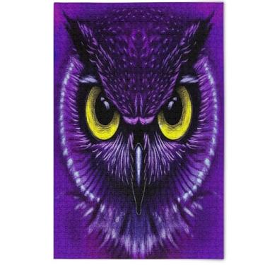 Imagem de Quebra-cabeça de coruja roxa de desenho fofo 500 peças para adultos, presentes para amantes, presentes para família, presentes para homens, arte criativa de jogos para a família, 500 peças, 52 x 37,8