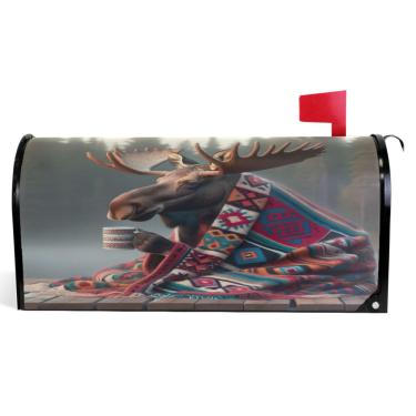 Imagem de TSENQUE Capas de caixa de correio magnéticas de animais de alce engraçadas decorativas de vinil para caixa de correio de verão férias à prova de intempéries decoração de caixa de correio tamanho