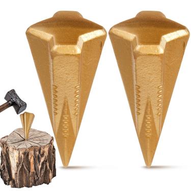 Imagem de Otoolling 2 peças 1,8 kg Divisor manual de toras cunha cunha de divisão de madeira, design de diamante de 4 direções, ferramenta de aço forjado para fácil divisão de madeira, divide a lenha em 4 peças
