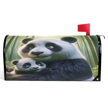 Imagem de TSENQUE Capas de caixa de correio magnéticas decorativas de outono envoltório de caixa de correio de vinil fofo panda fazenda decorações de caixa de correio ao ar livre tamanho grande 64,5 x 52,8 cm