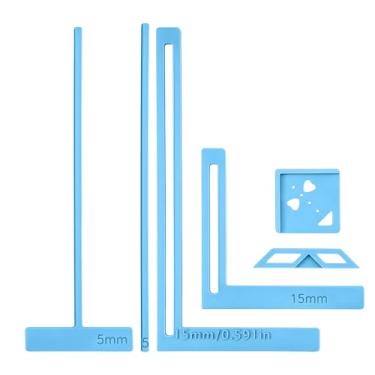 Imagem de DOPENSPI Kit de ferramentas de encadernação de 6 peças, conjunto de moldes de régua de plástico, suprimentos para scrapbooking, inclui réguas em forma de T em forma de L para caderno de diário faça