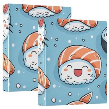 Imagem de Fichário de organização de sushi Kawaii, fichário de receitas de 3 cm com 3 bolsos para papel A4, fichário prático de photocard, pacote com 2