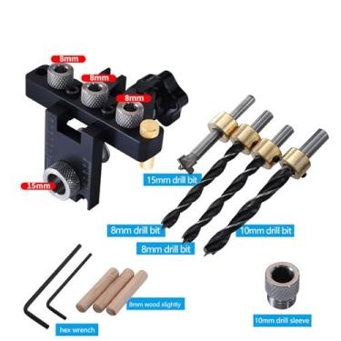 Imagem de WeiLaiKeQi Kit de gabarito para cavilhas 3 em 1, modelo ajustável, ferramenta leve para juntas de madeira, ideal para construção de móveis e projetos de, a