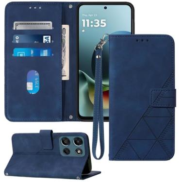 Imagem de Moment Dextrad Capa carteira para Moto G Play 2026, compartimentos para cartão, alça de pulso, proteção interna de telefone TPU, capa flip de couro PU para Moto G Play - 2026 (azul)