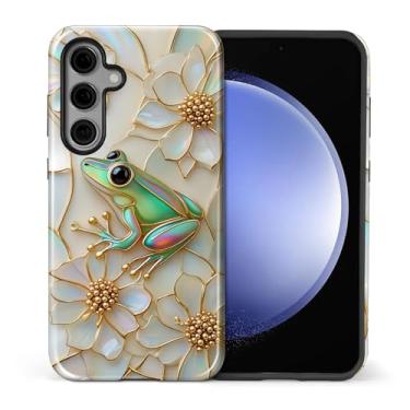 Imagem de Zhhoya Capa para Samsung Galaxy S25, capa de telefone com estampa de flores de sapo à prova de choque híbrida de 2 camadas de proteção rígida para meninas, mulheres, meninos e homens