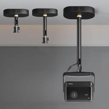 Imagem de Paihao Suporte de teto para projetor PH79 com adaptador oculto, poste de liga de alumínio espesso de 3,5 mm, rotação de 360° e inclinação de ± 25°, fiação interna (preto: 1/4 polegada com 50 cm de