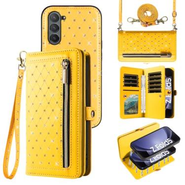 Imagem de Capa de telefone para Samsung Galaxy Z Fold 5 5G 2023 carteira com zíper destacável capa magnética alça transversal alça brilhante flip flip porta-cartões de crédito slots ZFold5 Z5 G Fold5 5Z