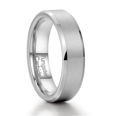 Imagem de Zillaly Aliança de casamento masculina, anéis de tungstênio para homens, 6 mm e 8 mm, acabamento fosco confortável, disponível em várias cores, Carboneto de tungstênio, Sem pedra preciosa