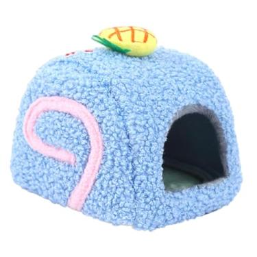 Imagem de predolo Cama para hamster, casinha para porquinho-da-índia, cama macia para o inverno, habitat aconchegante e adorável, para dormir para ratos, Azul