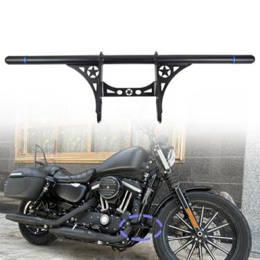 Imagem de NANSENJPMP Barra de proteção de motor frontal para 883/1200, barra de pino de estrada com tampas de borracha para Harley Sportster 883 1200 (2004-2022)/preto fosco/com cabeça anti-queda