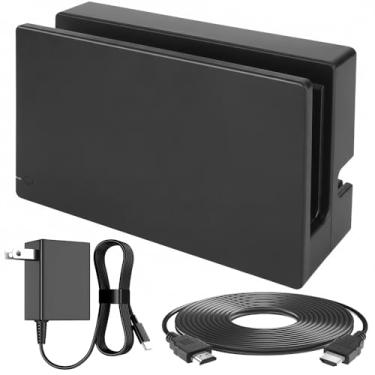 Imagem de Conjunto de estação de base de TV para Swtich, estação de ancoragem de TV de substituição 3 em 1 com carregador de 39 W e HDMI 1080p para console de interruptor