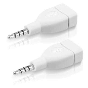 Imagem de InnoHHustle 2 peças AUX para adaptador de áudio de 3,5 mm, conversor USB A fêmea para macho USB fêmea - conector conversor macho de 3,5 mm para unidade U-Disk-Connect Car CD Player - Porta auxiliar