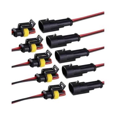 Imagem de Conectores De Fio Elétrico De 2 Pinos 18AWG Plugue Macho E Fêmea Soque