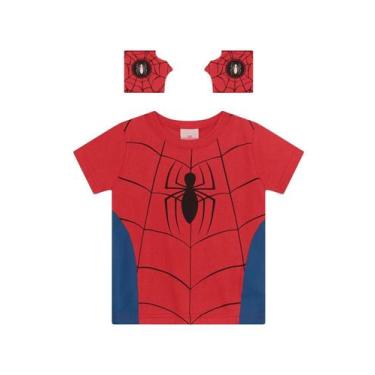 Imagem de Camiseta infantil menino do Homem-Aranha com luvas Brandili, 3, Vermel