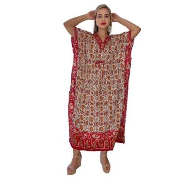 Imagem de Vestido Kaftan Indiano Longo Estampado Plus Size - Cod. 18019 - ALÉCI 