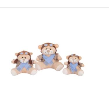 Imagem de Trio De Ursinhos Para Nichos 15cm 20cm 25cm Coroa - Aviador - Menino -