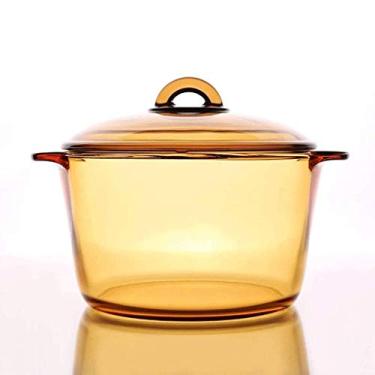 Imagem de CGKs6anmU Panela de vidro durável de 5 litros com tampa, panela de vidro resistente ao calor, panelas de vidro para fogão, forno, geladeira, lava-louças e forno de micro-ondas, ideal para leite, sopa