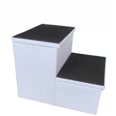 Imagem de Escadinha Resistente 2 Degraus Antiderrapante – Ideal para Maca, Salão de Beleza, Estética e Massagem(CORINO BRANCO)