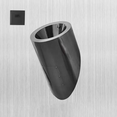 Imagem de Mictórios masculinos para banheiros, mictório de aço inoxidável 304, mictório masculino inteligente montado na parede, vaso sanitário pequeno em pé, calha de mictório com kit de drenagem (C)