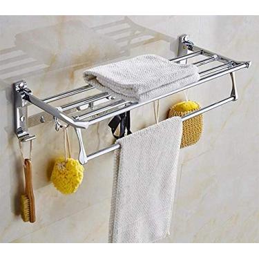 Imagem de CGKs6anmU Toalheiro 304 Acabamento polido barra de gancho de aço inoxidável 90 toalheiro dobrável para cozinha banheiros armários de lavatório - Tipo_A-Punch-60 cm (Tipo B)