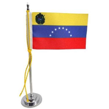 Imagem de Mini Bandeira De Mesa Venezuela 15 Cm Poliéster - Sp Bandeiras