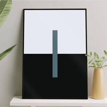 Imagem de Quadro Minimalista Abstrato Azul Petróleo E Preto 24X18Cm