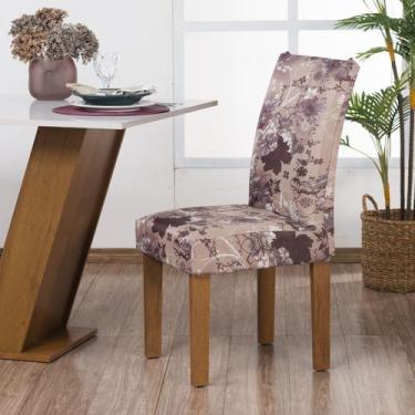 Imagem de Kit 6 Capas De Cadeira Mesa Sala Jantar Elástico Flor De Maple - Wellu