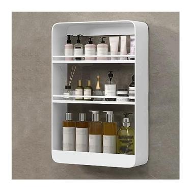Imagem de Prateleiras de banheiro, prateleiras montadas na parede, lavatório, prateleiras de armazenamento de cosméticos de três camadas, prateleiras de metal montadas na parede sem perfurações, prateleira de