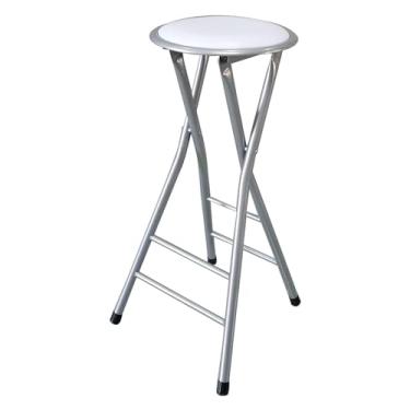 Imagem de Cadeira dobrável frente única de 61 cm/71 cm com apoio para os pés - Bancos de bar altos portáteis, cadeira alta de cozinha com altura redonda - Compacta e fácil de armazenar