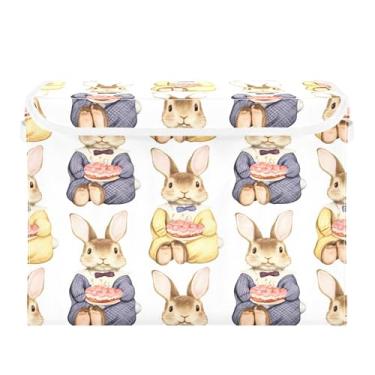 Imagem de SEHANY Cestas de armazenamento fofas de coelho de desenho animado com tampas, organizador de caixas de armazenamento de tecido para armário de roupas, cobertor de escritório, berçário, 42 x 32 x 30 cm