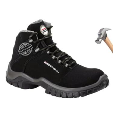 Imagem de Estival EN1007 Bota De Segurança Masculina Preto E Cinza, Fechamento Cadarço Elástico, Botina Masculina Antiderrapante, Biqueira Composite, Bota Masculina Trabalho, Microfibra Resistente a Água (43)