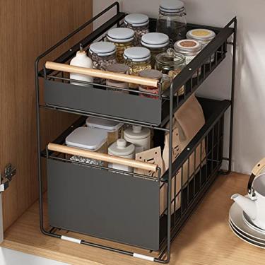 Imagem de Prateleiras flutuantes, organizador para banheiro/cozinha, organizadores de pia de cozinha e cesta de armazenamento multiuso para banheiro (cor: preto, tamanho: 40 x 27 x 39 cm) (cor: preto (c