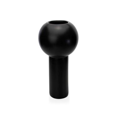 Imagem de Vaso Cilíndrico Em Cerâmica Preto 32,5x16x16cm