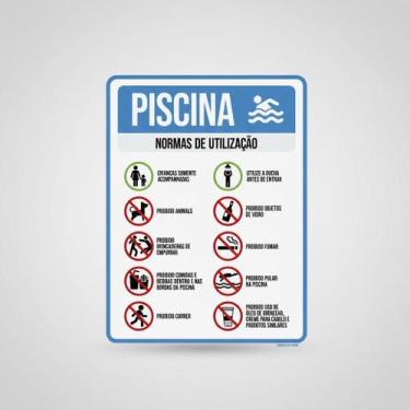 Imagem de Placa Acm Piscina Normas De Utilização Ícone 18X23 - Sinalizo