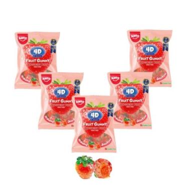 Imagem de kit 5 uni. Bala Fruit Gummy Strawberry Burst 4D - AMOS