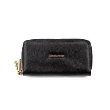 Imagem de Carteira feminina grande de couro liso Tinna-Feminino