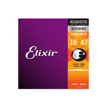 Imagem de Encordoamento ELIXIR Violão Aço 010 Bronze Nanoweb 11002