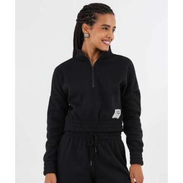 Imagem de Blusão Feminino Cropped Moletom Flanelado Marisa Preto-49101, PP, Pret