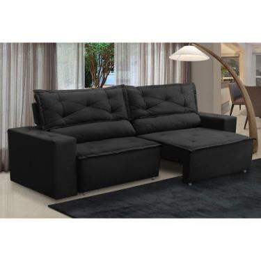 Imagem de Sofá Retrátil e Reclinável 3 lugares com Molas 2,00m Laura Suede Preto