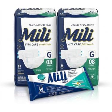 Imagem de Fralda Geriátrica Mili Vita tam.G Kit com Lenço Umedecido, G