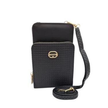 Imagem de Bolsa Carteira Feminina Transversal Tiracolo Compacta Porta Objetos Pequena Praticidade Elegante-Unissex