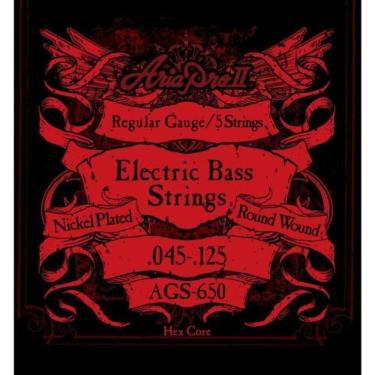 Imagem de Encordoamento para Baixo 5 Cordas AGS650 Longa Escala .045-.125 Equilíbrio Tonal Aria Guitars