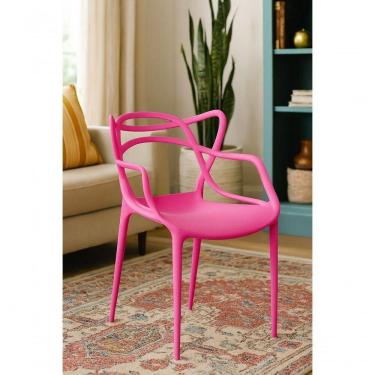 Imagem de Cadeira Allegra Estrutura em Plástico Rosa Pink Ergonômica para Sala de Jantar e Área Gourmet