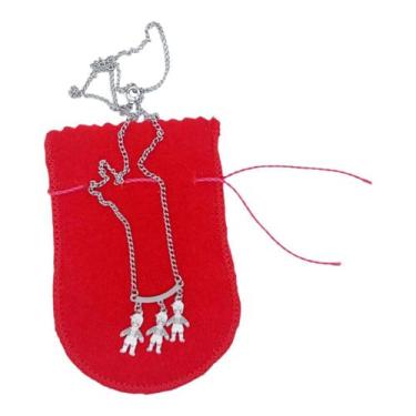 Imagem de Colar CHOKER AÇO INOX Mamãe Mãe 3 FilhOS MeninOS Canga PRATA - ASA