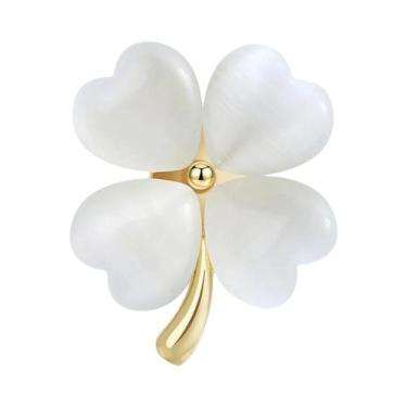 Imagem de Broche Unissex Feminino De Trevo Com Strass E Cristais De Vidro, Acess