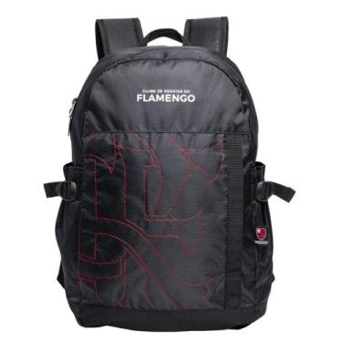 Imagem de Mochila De Costas escolar esporte Flamengo Grande 16372 Oficial, Preto