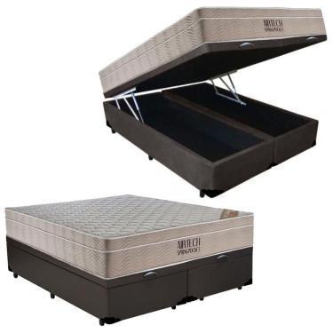 Imagem de Cama  Box Baú  Casal Bipartido  Sintético + Colchão Ortobom Airtech Molas Ensacadas 65x...