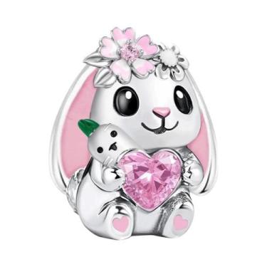 Imagem de Pingente De Salto Alto Rosa Em Formato De Bolo, Contas De Prata Esterl